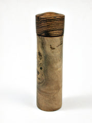 LV-2175 Oxhorn Bucida Burl & Bocote Slim Pill Box, Toothpick Holder, Needle Case-SCREW CAP