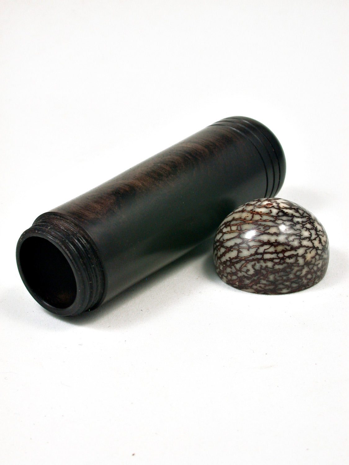 LV-2179 African Blackwood & Betelnut Slim Pill Box, Toothpick Holder, Needle Case-SCREW CAP