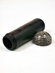 LV-2179 African Blackwood & Betelnut Slim Pill Box, Toothpick Holder, Needle Case-SCREW CAP