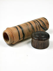 LV-2180 B&W Ebony and Cocuswood Slim Pill Box, Toothpick Holder, Needle Case-SCREW CAP