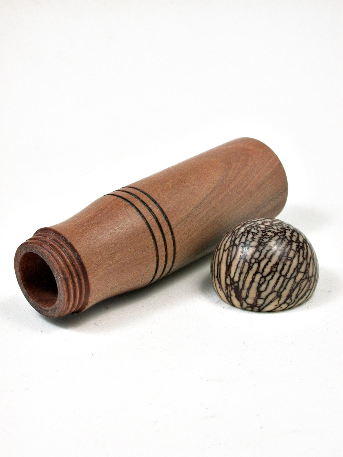 LV-2182 Sandalwood & Betelnut Slim Pill Box, Toothpick Holder, Needle Case-SCREW CAP