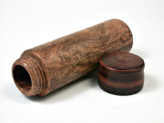 LV-2184 Mesquite Burl & Ironwood Slim Pill Box, Toothpick Holder, Needle Case-SCREW CAP