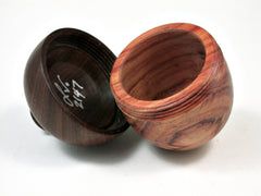 LV-2147 Tulipwood & Brown Ebony Acorn Jewelry Box, Pill Box, Trinket Box-SCREW CAP