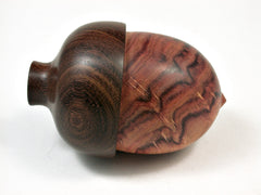 LV-2147 Tulipwood & Brown Ebony Acorn Jewelry Box, Pill Box, Trinket Box-SCREW CAP