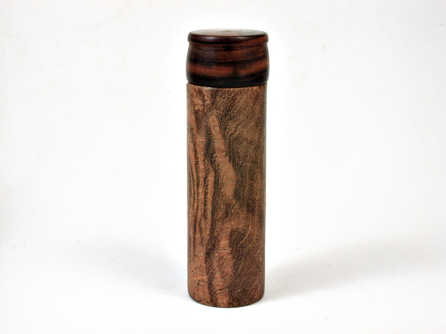 LV-2184 Mesquite Burl & Ironwood Slim Pill Box, Toothpick Holder, Needle Case-SCREW CAP