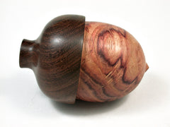 LV-2147 Tulipwood & Brown Ebony Acorn Jewelry Box, Pill Box, Trinket Box-SCREW CAP