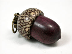 LV-2199 Purpleheart & Betelnut Acorn Pendant Box, Charm, Pill Holder-SCREW CAP