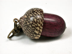 LV-2199 Purpleheart & Betelnut Acorn Pendant Box, Charm, Pill Holder-SCREW CAP