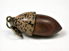LV-2208 True Lignum Vitae & Yollilo Palm Nut Acorn Pendant Box, Charm, Pill Holder-SCREW CAP