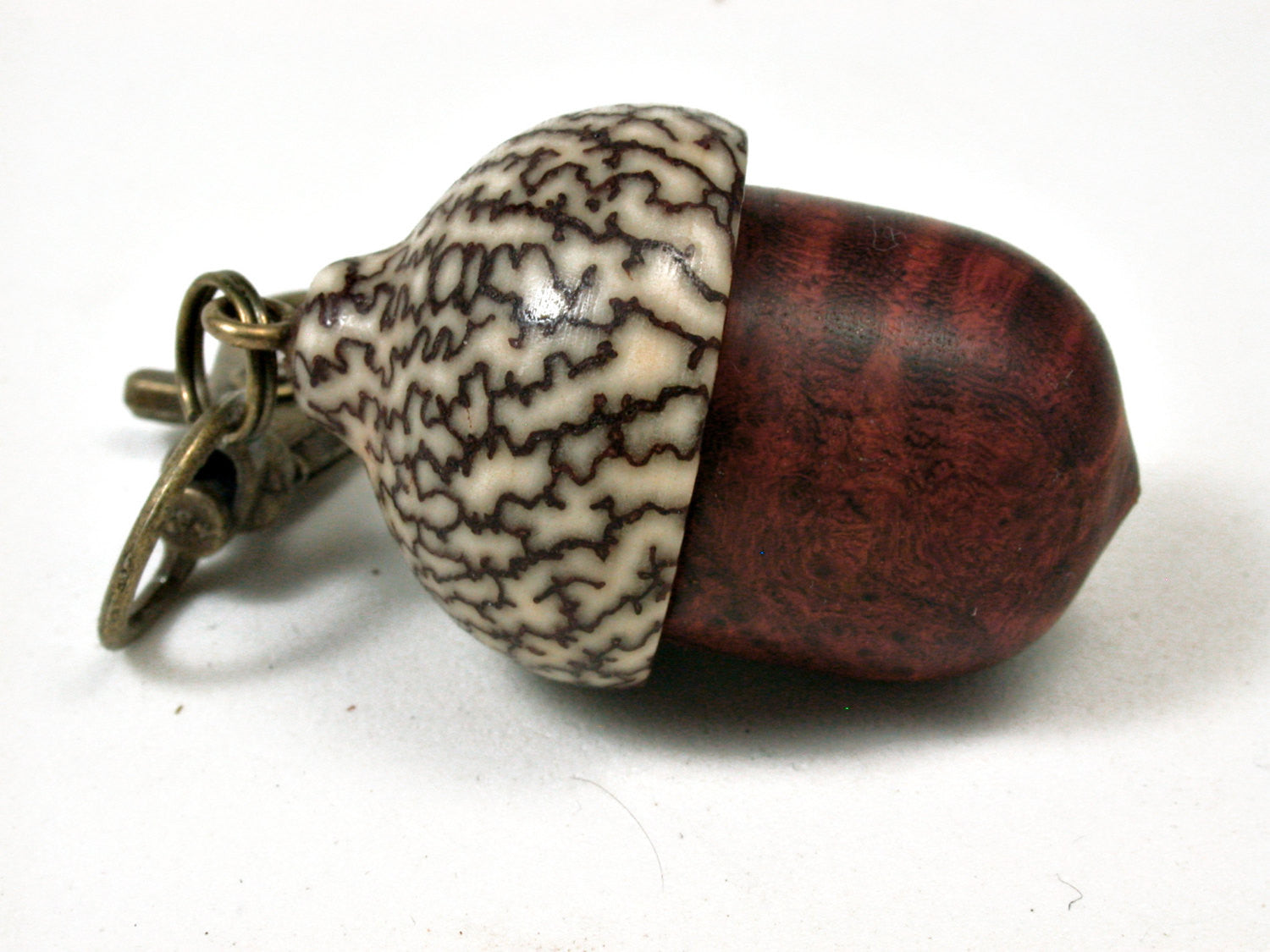 LV-2205 Logwood Burl & Betelnut Acorn Pendant Box, Charm, Pill Holder-SCREW CAP