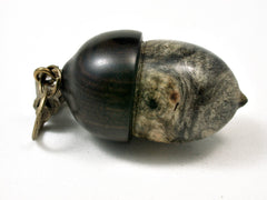 LV-2210 Buckeye Burl & Mun Ebony Acorn Pendant Box, Charm, Pill Holder-SCREW CAP