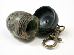 LV-2210 Buckeye Burl & Mun Ebony Acorn Pendant Box, Charm, Pill Holder-SCREW CAP