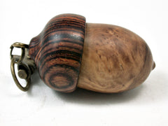 LV-2218 Olive Burl & Cocobolo Acorn Pendant Box, Charm, Pill Holder-SCREW CAP