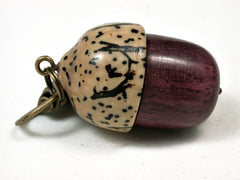 LV-2200 Purpleheart & Yollilo Palm Nut Acorn Pendant Box, Charm, Pill Holder-SCREW CAP