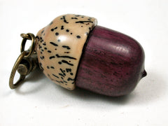 LV-2200 Purpleheart & Yollilo Palm Nut Acorn Pendant Box, Charm, Pill Holder-SCREW CAP
