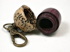 LV-2200 Purpleheart & Yollilo Palm Nut Acorn Pendant Box, Charm, Pill Holder-SCREW CAP