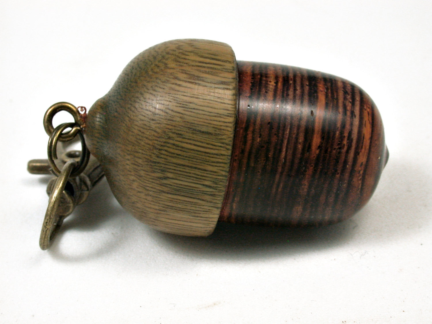 LV-2202 Cocobolo & Verawood Acorn Pendant Box, Charm, Pill Holder-SCREW CAP