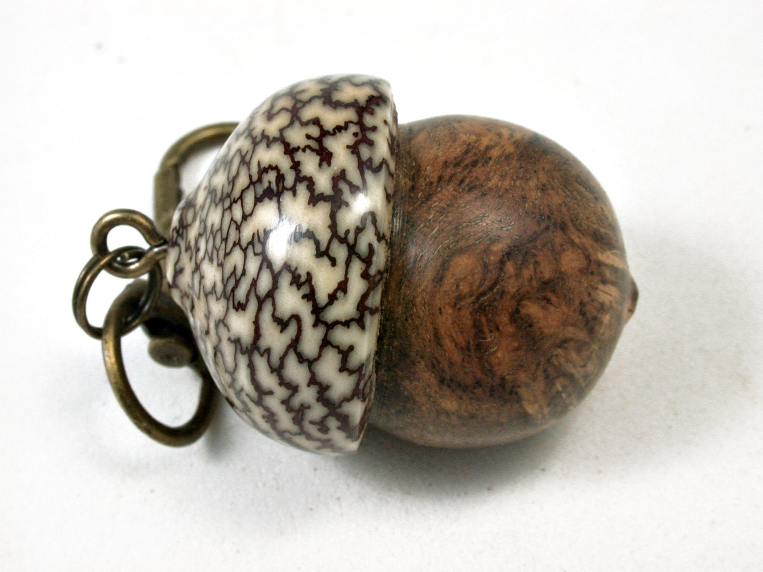 LV-2189 Pollyanna Burl & Betelnut Acorn Pendant Box, Charm, Pill Holder-SCREW CAP
