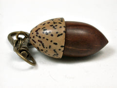 LV-2208 True Lignum Vitae & Yollilo Palm Nut Acorn Pendant Box, Charm, Pill Holder-SCREW CAP