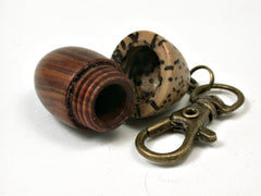 LV-2208 True Lignum Vitae & Yollilo Palm Nut Acorn Pendant Box, Charm, Pill Holder-SCREW CAP
