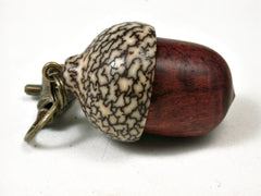 LV-2205 Logwood Burl & Betelnut Acorn Pendant Box, Charm, Pill Holder-SCREW CAP