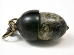 LV-2210 Buckeye Burl & Mun Ebony Acorn Pendant Box, Charm, Pill Holder-SCREW CAP