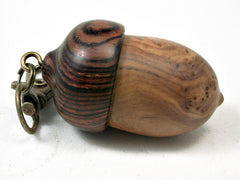 LV-2218 Olive Burl & Cocobolo Acorn Pendant Box, Charm, Pill Holder-SCREW CAP