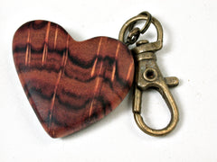 LV-2237 Tulipwood Wooden Heart Charm, Keychain, Wedding, Valentine Gift-HAND CARVED
