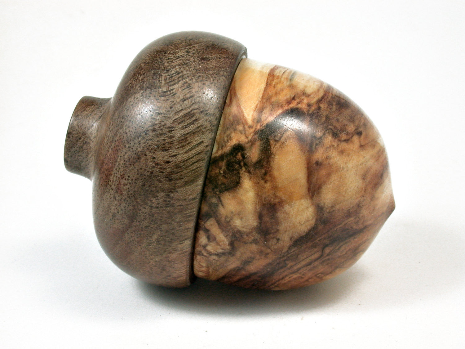 LV-2225 Quaking Aspen & Black Walnut Acorn Jewelry Box, Pill Box, Trinket Box-SCREW CAP
