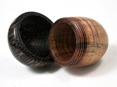 LV-2251 Curly Koa & Black Palm Acorn Jewelry, Ring Box, Pill Box, Trinket Box-SCREW CAP