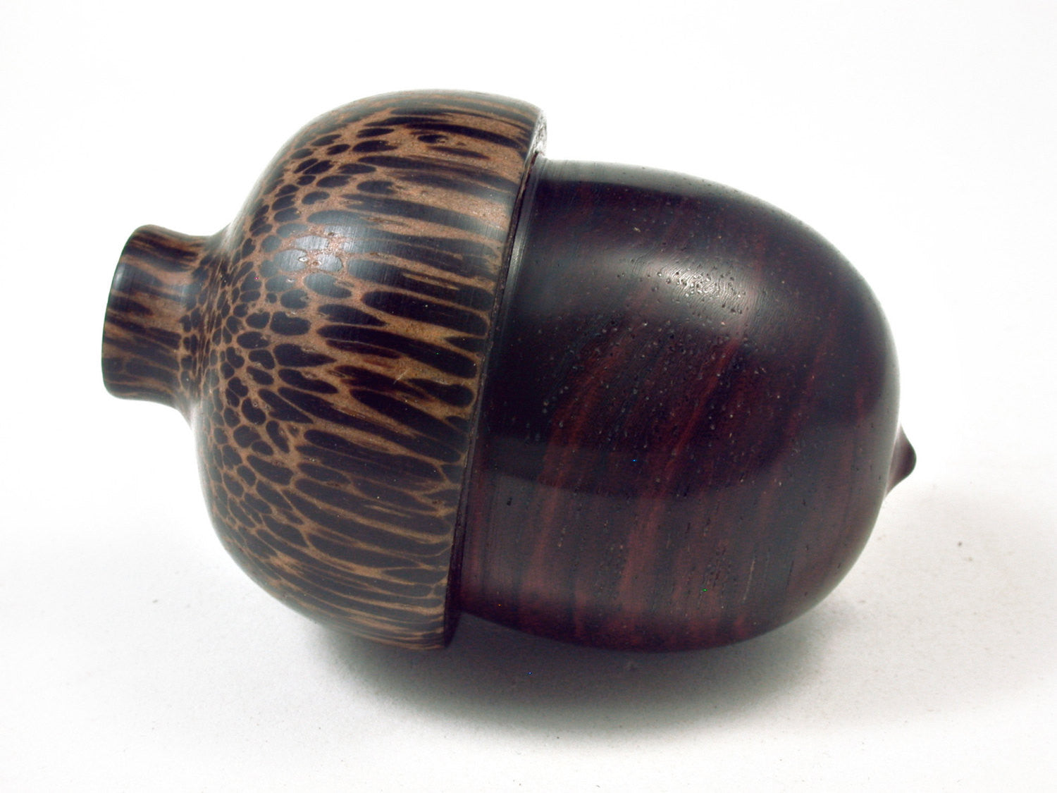 Reserved for Mary: LV-2256 Bois de Rose & Black Palm Acorn Jewelry, Ring Box, Pill Box, Trinket Box-SCREW CAP