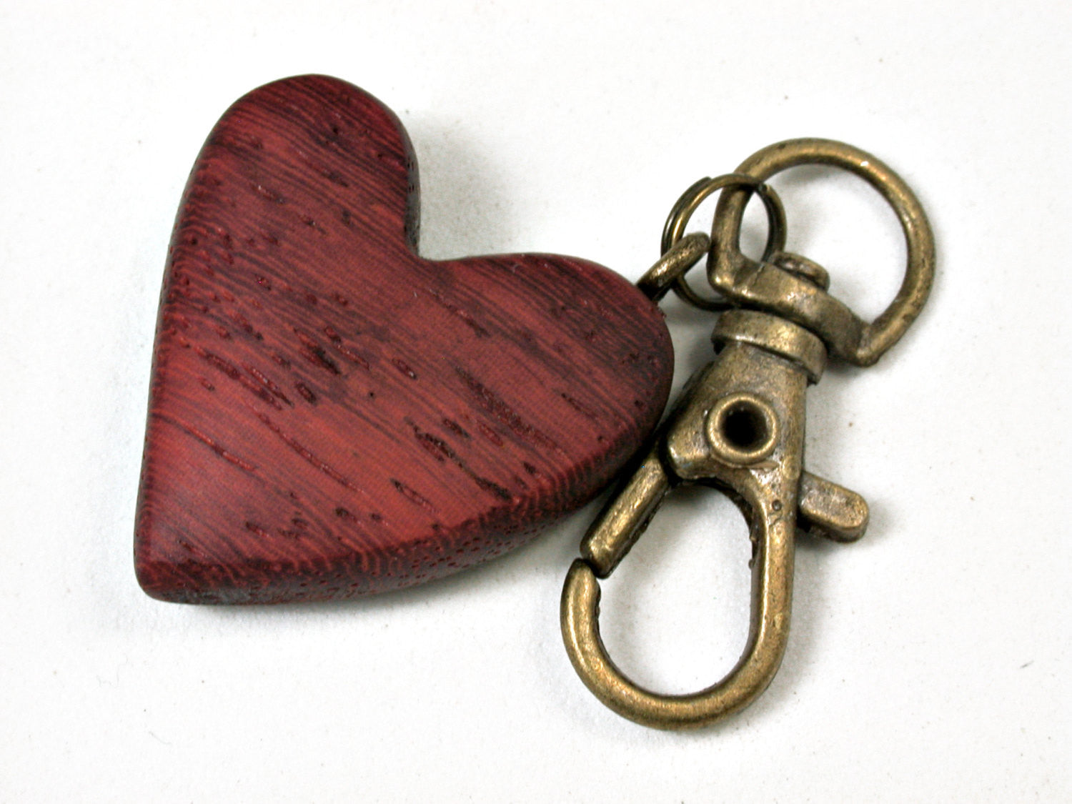 LV-2235 African Padauk Wooden Heart Charm, Keychain, Wedding, Valentine Gift-HAND CARVED