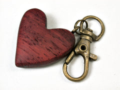 LV-2235 African Padauk Wooden Heart Charm, Keychain, Wedding, Valentine Gift-HAND CARVED