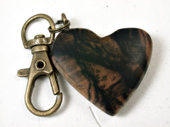 LV-2243 Black & White Ebony Wooden Heart Charm, Keychain, Wedding, Valentine Gift-HAND CARVED
