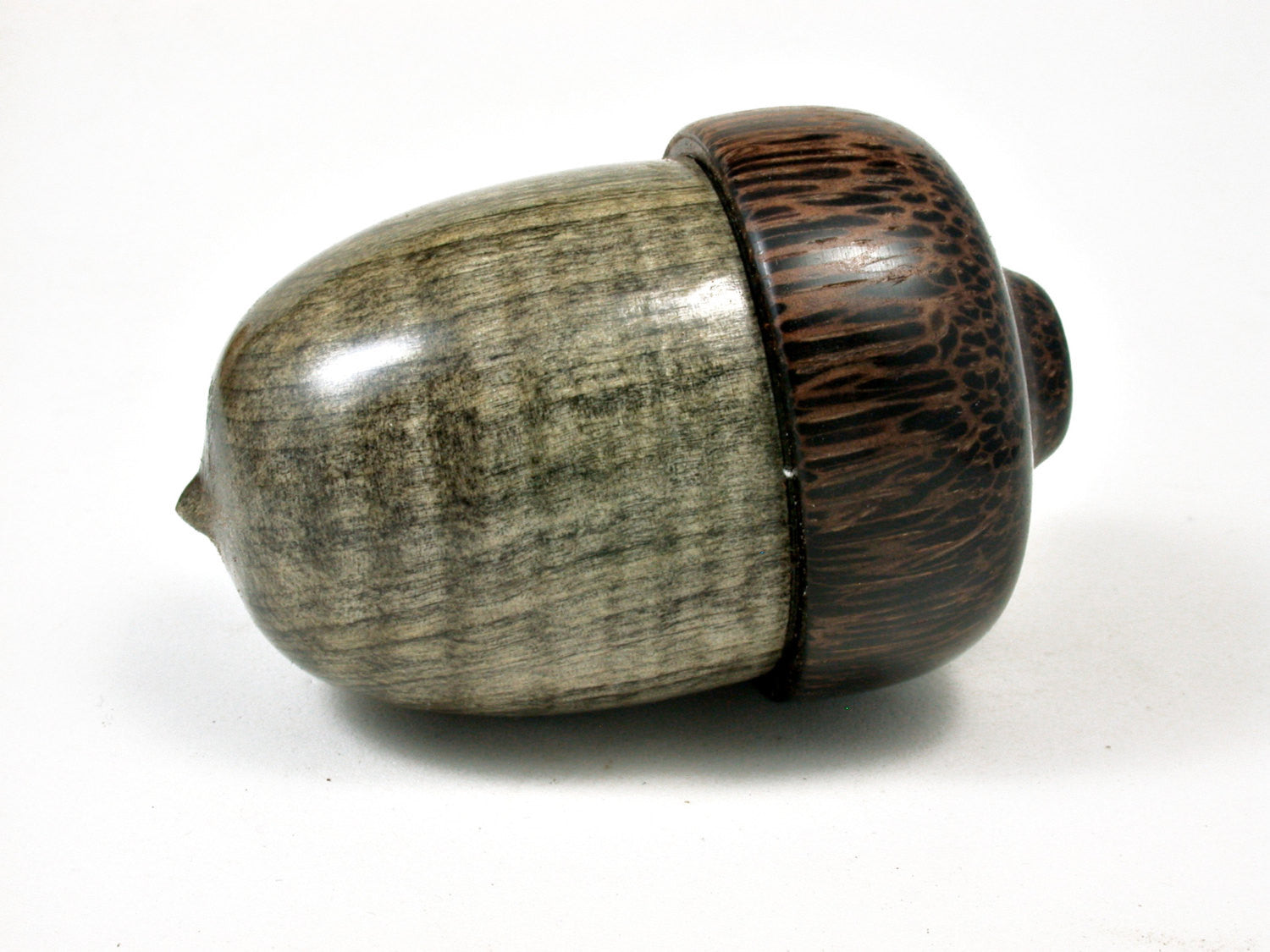 LV-2226 Curly Buckeye & Black Palm Acorn Jewelry Box, Pill Box, Trinket Box-SCREW CAP