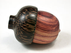 LV-2258 Tulipwood & Black Palm Acorn Jewelry, Ring Box, Pill Box, Trinket Box-SCREW CAP