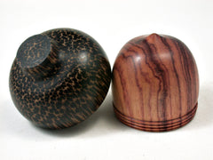 LV-2258 Tulipwood & Black Palm Acorn Jewelry, Ring Box, Pill Box, Trinket Box-SCREW CAP