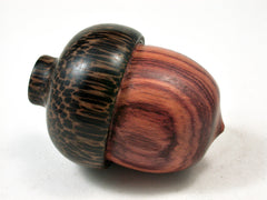 LV-2258 Tulipwood & Black Palm Acorn Jewelry, Ring Box, Pill Box, Trinket Box-SCREW CAP