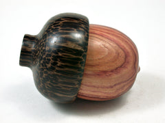 LV-2258 Tulipwood & Black Palm Acorn Jewelry, Ring Box, Pill Box, Trinket Box-SCREW CAP