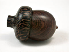 LV-2265 Brown Ebony & Black Palm Acorn Jewelry, Ring Box, Pill Box, Trinket Box-SCREW CAP