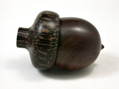 LV-2265 Brown Ebony & Black Palm Acorn Jewelry, Ring Box, Pill Box, Trinket Box-SCREW CAP