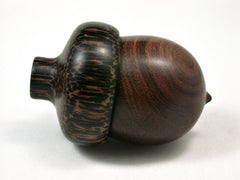 LV-2265 Brown Ebony & Black Palm Acorn Jewelry, Ring Box, Pill Box, Trinket Box-SCREW CAP