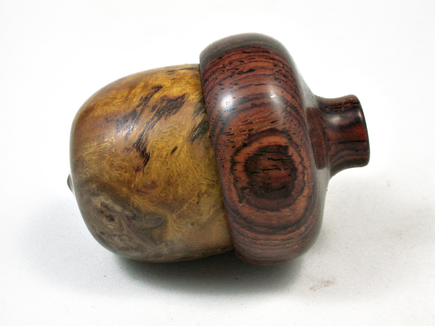 LV-2262 Nargusta Burl & Cocobolo Acorn Jewelry, Ring Box, Pill Box, Trinket Box-SCREW CAP