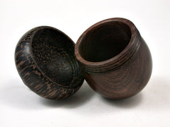 LV-2265 Brown Ebony & Black Palm Acorn Jewelry, Ring Box, Pill Box, Trinket Box-SCREW CAP