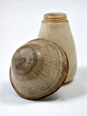 LV-2279 Holly & Live Oak Wooden Mushroom Trinket Box, Pill, Jewelry Box-THREADED CAP