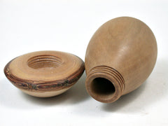LV-2280 Ivorywood & Golden Rain Tree Wooden Mushroom Trinket Box, Pill, Jewelry Box-THREADED CAP
