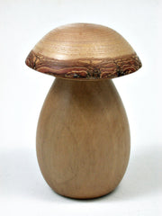 LV-2280 Ivorywood & Golden Rain Tree Wooden Mushroom Trinket Box, Pill, Jewelry Box-THREADED CAP