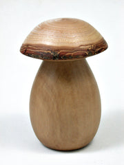 LV-2280 Ivorywood & Golden Rain Tree Wooden Mushroom Trinket Box, Pill, Jewelry Box-THREADED CAP
