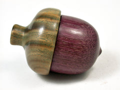 LV-2272 Purpleheart & Verawood Acorn Jewelry, Ring Box, Pill Box, Trinket Box-SCREW CAP