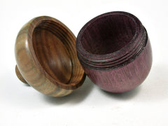 LV-2272 Purpleheart & Verawood Acorn Jewelry, Ring Box, Pill Box, Trinket Box-SCREW CAP